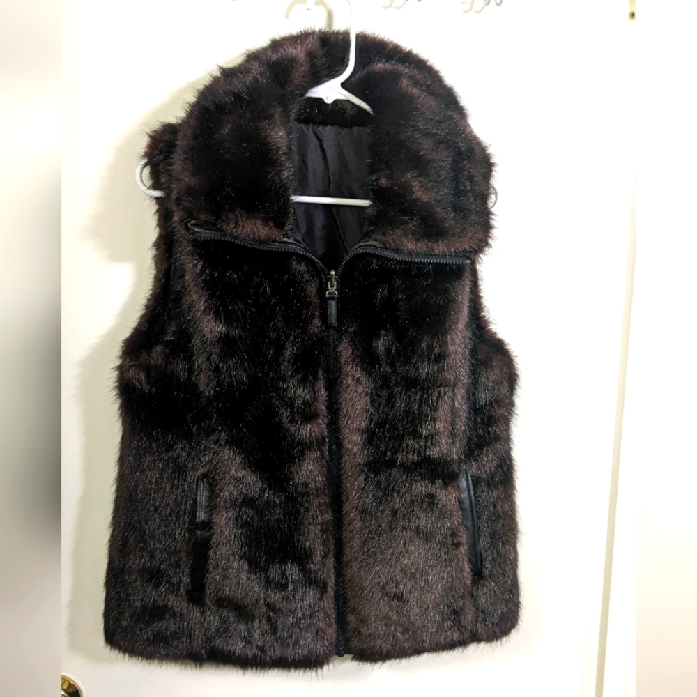 Vintage faux fur reversible vest